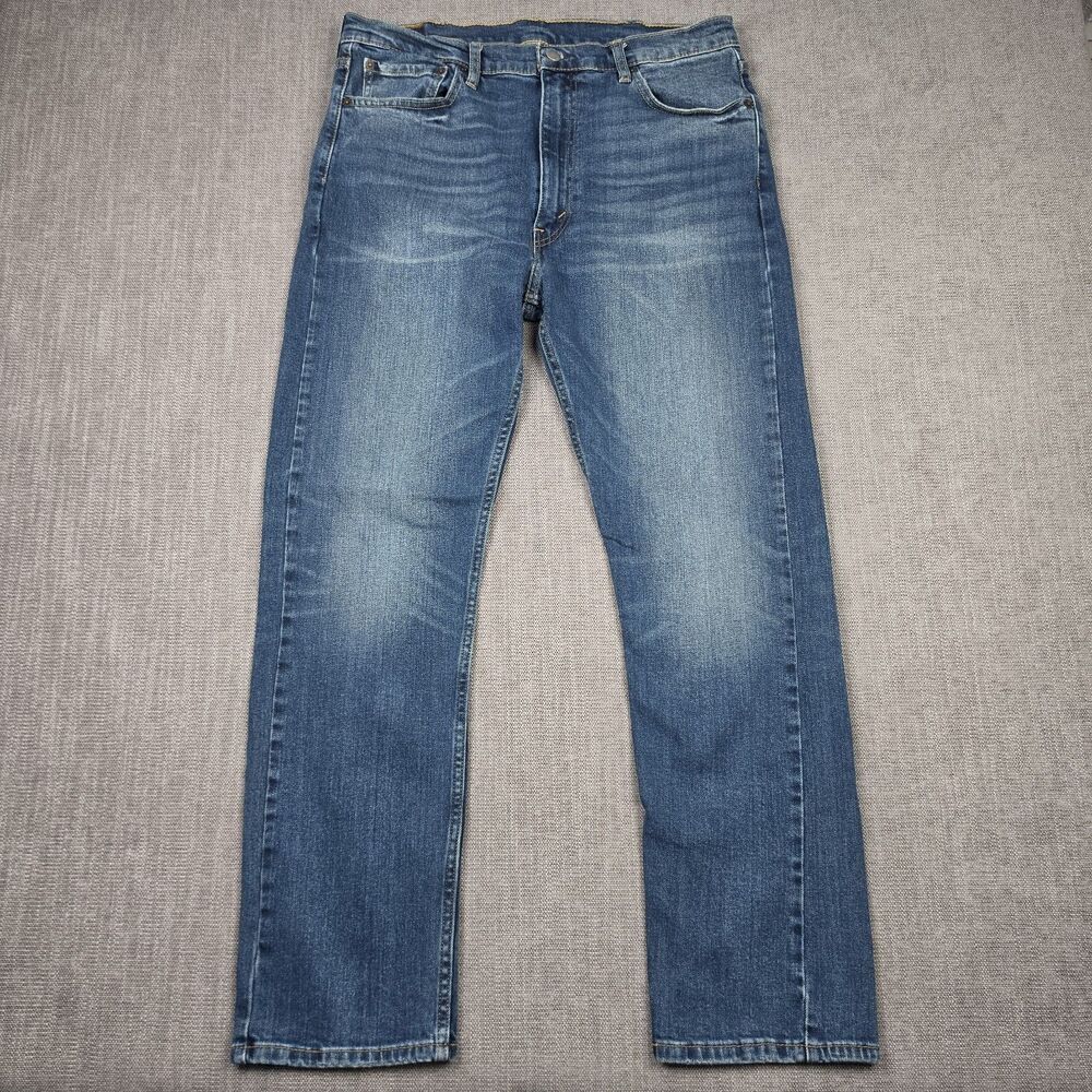 Levis 513 Mens 38x30 Slim Straight Leg Medium Wash Stretch Denim Jeans Blue